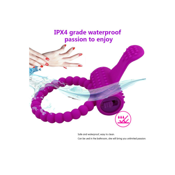 Anneau violet vibrant silicone avec langue picot 
